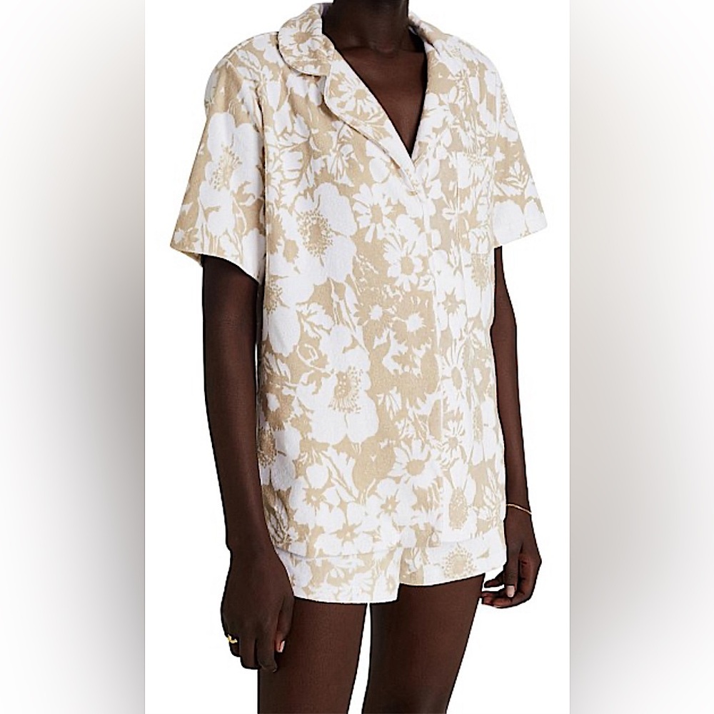 Faithfull The Brand NWT Montina Caronia Floral Sand Short Sleeve Shirt **Sz 4** - Picture 2 of 9